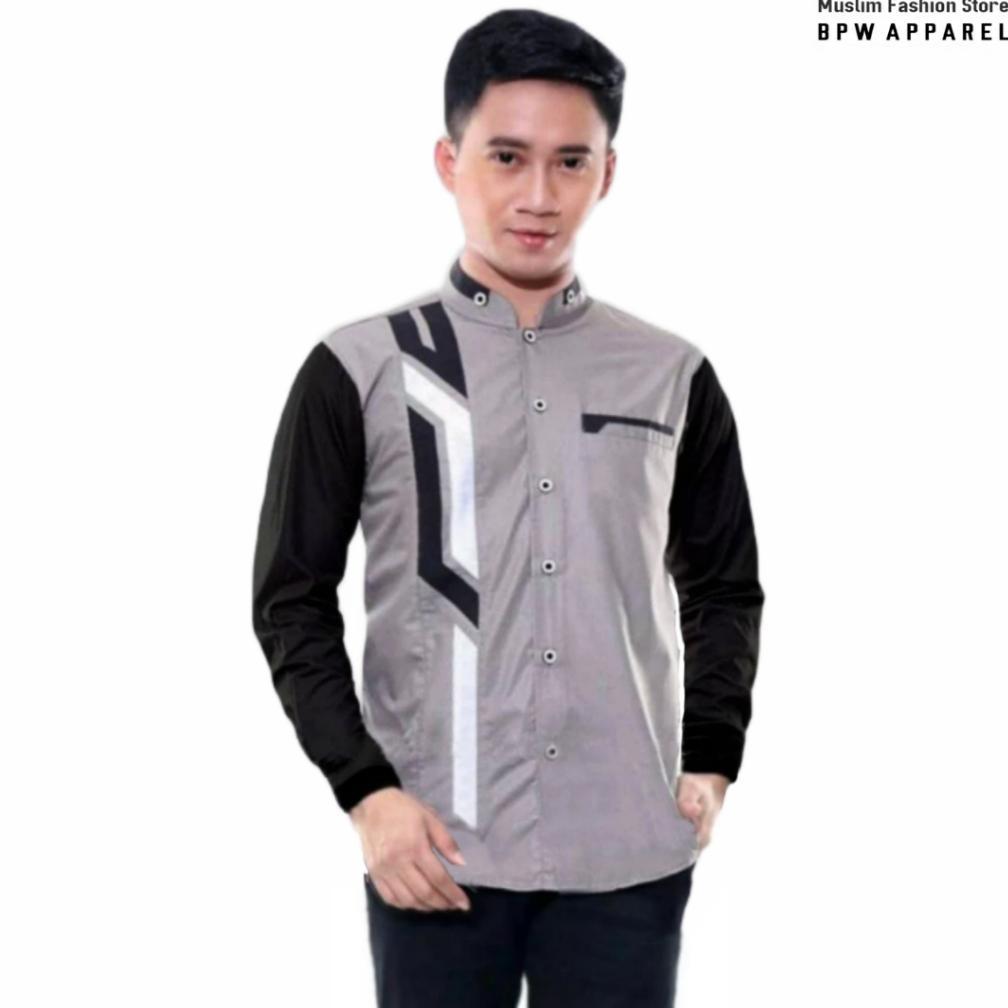 Official Baju Koko Azzahir Motif Sinergi Kemeja Koko Hadroh Hilwa Baju Muslim Gus Azmi Lengan Panjan