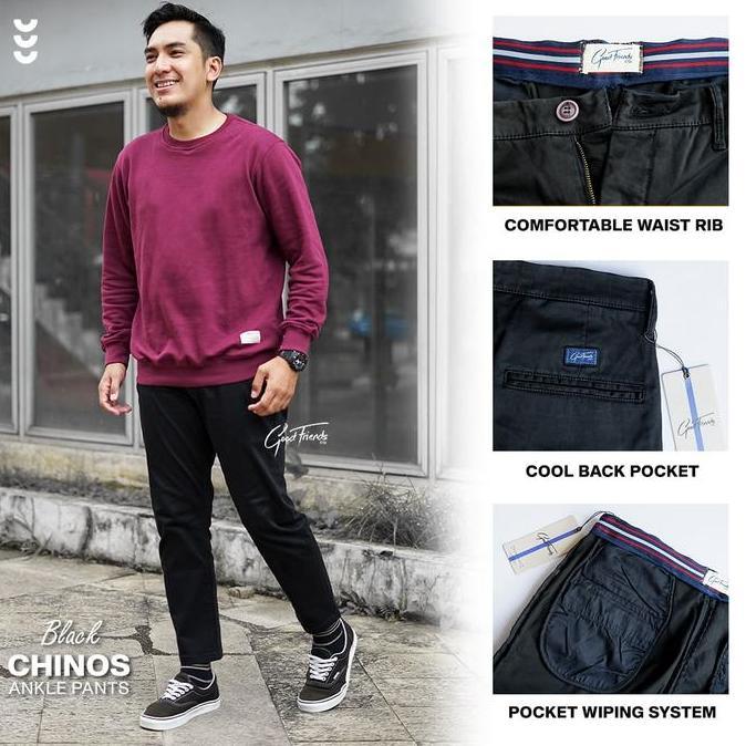 Celana Ankle Pants Chino Pria Goodfriends (Black)
