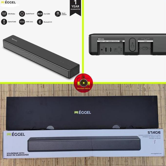 TERMURAH - Eggel Stage Soundbar Sound Bar with woofer Optical HDMI ARC Aux 3.5mm