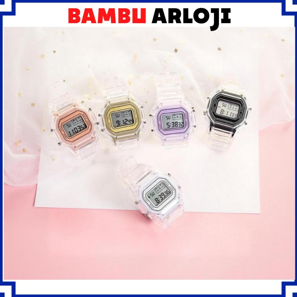 Official Baj Jam Tangan Pria Wanita Analog Digital Transparan Square Dial Couple Watch Jf059