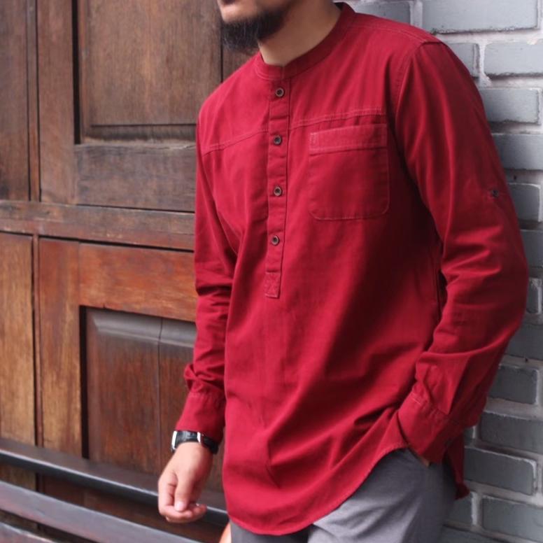 SUPER DEAL HMD_OFFICIAL BAJU KOKO PRIA DEWASA LENGAN PANJANG TERBARU BAHAN KATUN BABY CANVAS