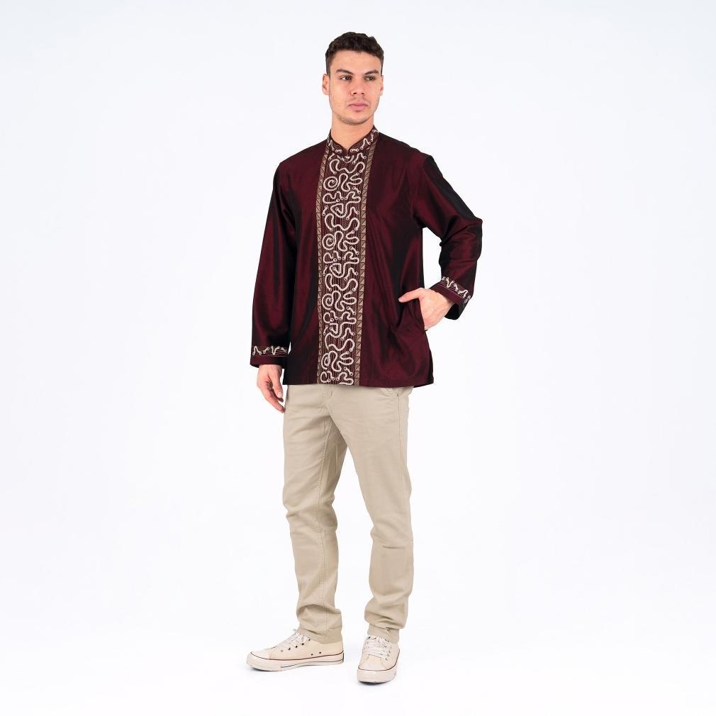 ORIGINAL BENHILL TAQWA KOKO BORDIR PRIA RAFFI AHMAD PANJANG MAROON 2726-81-82