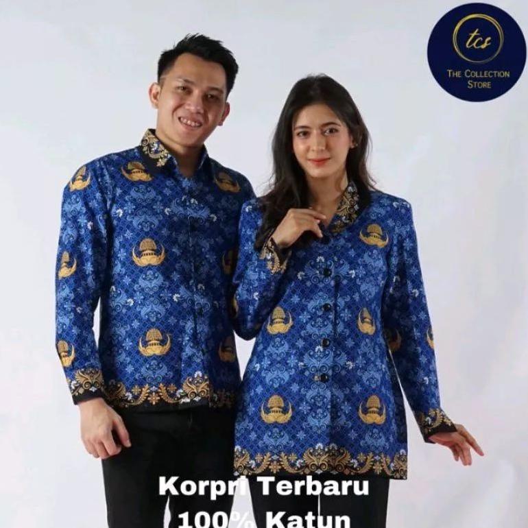 Sales Batik Korpri Terbaru 2022, Batik Korpri Pria, Batik Korpri Wanita, Batik Korpri Kerah Hitam, S