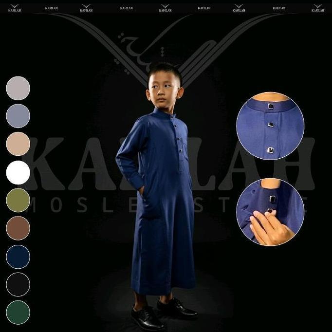 NEW KAFILAH MUSLIM GAMIS ANAK REMAJA PRIA POLOS USIA 10-15 TAHUN LENGAN PANJANG MANSET KANCING SNAP 