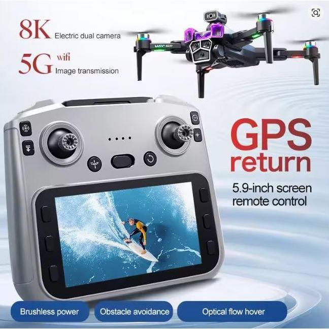NEW  Drone A19 Pro Max GPS 8K Drone with Screen Remote Brushless Triple Camera EIS, Optical Flow, Ob