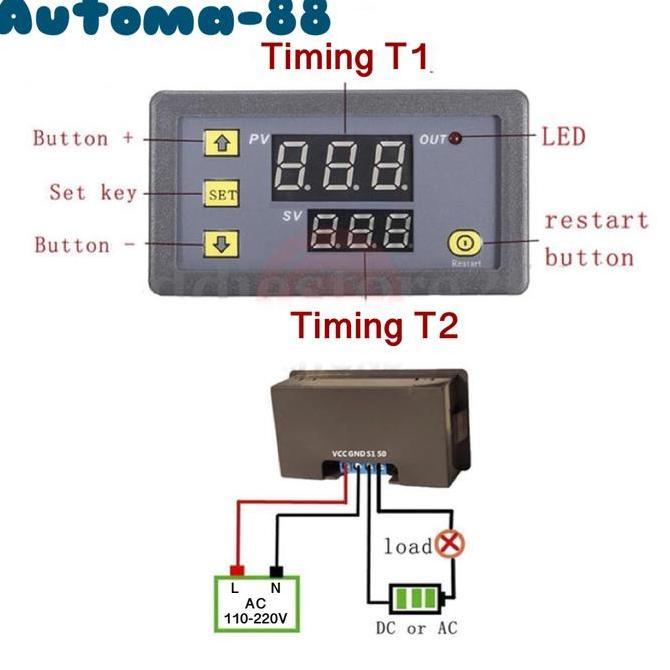 AMC DIGITAL TIMER DELAY AC 220V MODUL ALAT KONTROL SAKLAR PENUNDA WAKTU