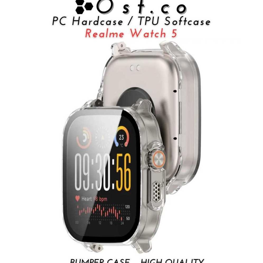 TERBARU BUMPER CASE REALME WATCH 5 HARDCASE TEMPERED GLASS PC SOFTCASE REALME WATCH 5
