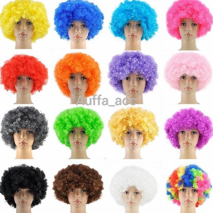 wig rambut palsu kerebo warna warni rambut badut