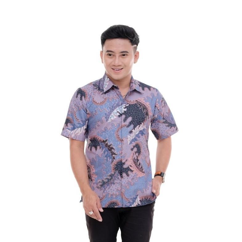 Diskon Baju Batik Pria Lengan Pendek / Azriel Batik Premium / Kemeja Batik Pria Lengan Pendek