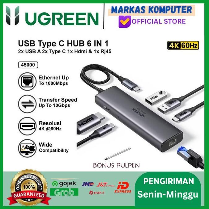 UGREEN HUB TYPE-C 6 IN 1 / 45000
