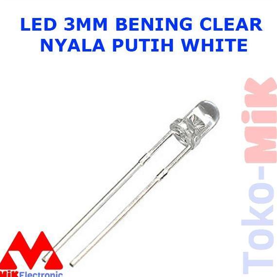 Led M 3 Mm Bening Clear Nyala Warna Putih White