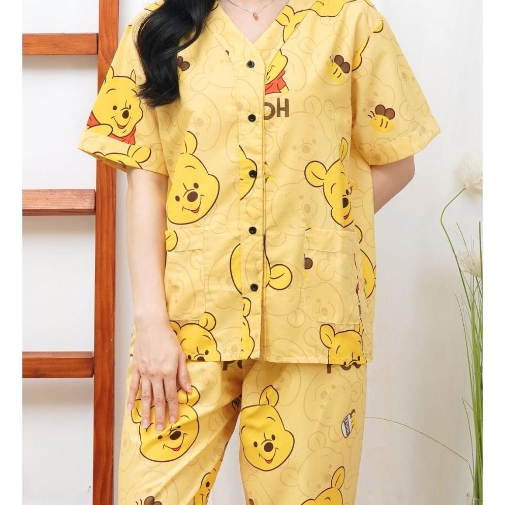 Ready Stock Why.Labelle Setelan Baju Tidur Piyama Katun Jepang Celana Panjang