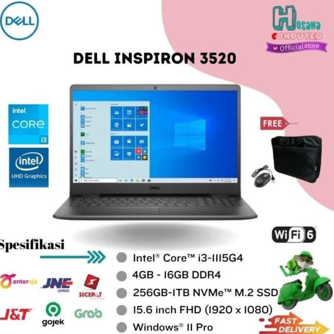 LAPTOP DELL INSPIRON 3520 - I3 1115G4 8GB SSD 256GB/SSD 512GB/1TB HDD