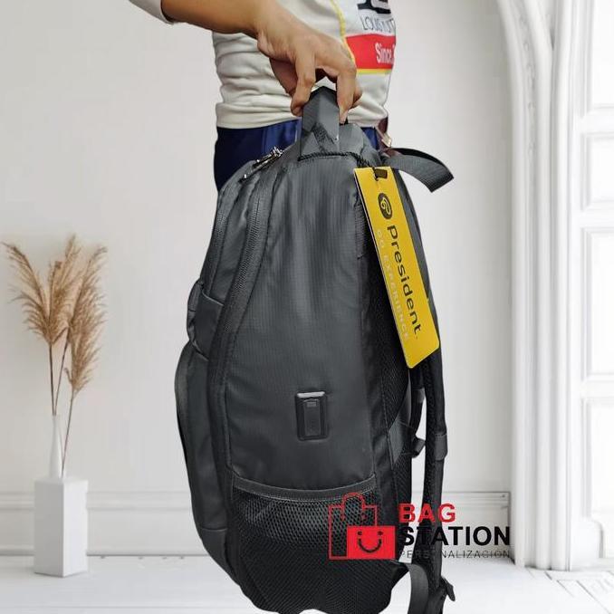 BACKPACK PRESIDENT USB ORINAL HITAM TAS RANSEL LAPTOP PRESIDENT ORINAL TAS SEKOLAH KULIAH KERJA TAS 