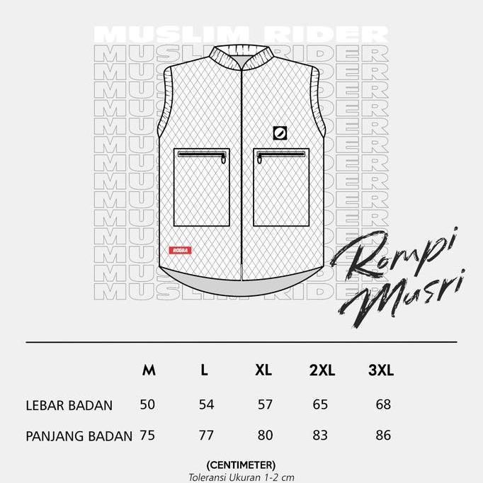 Rompi Musri ROGBA Kubus Rompi Motor Pria Muslim Bahan Fleece Diamond Tebal Hangat Rompi Sholat M-3XL