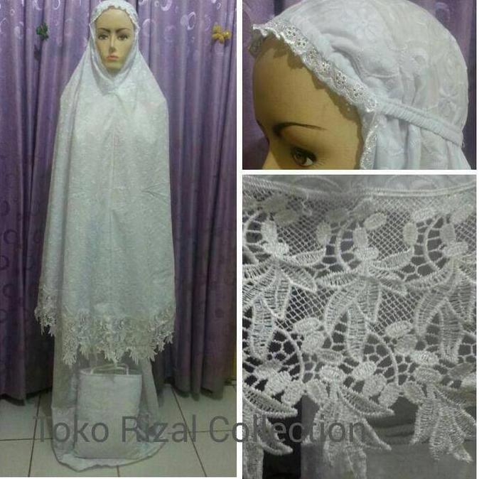 mukena katun paris renda putih