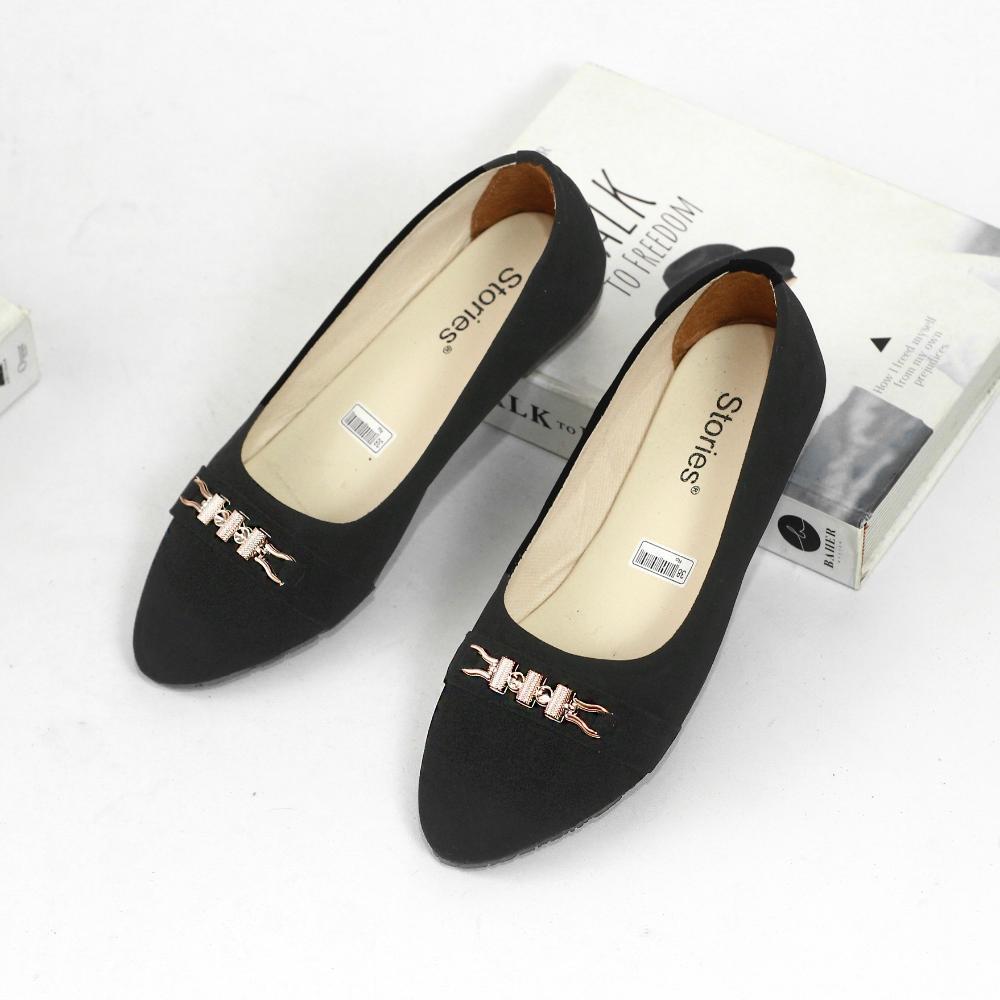 Grade Ori Stories Sepatu Flat Wanita Hitam Untuk Sekolah Flatshoes Wanita Bl14 Hitam Untuk Sekolah U