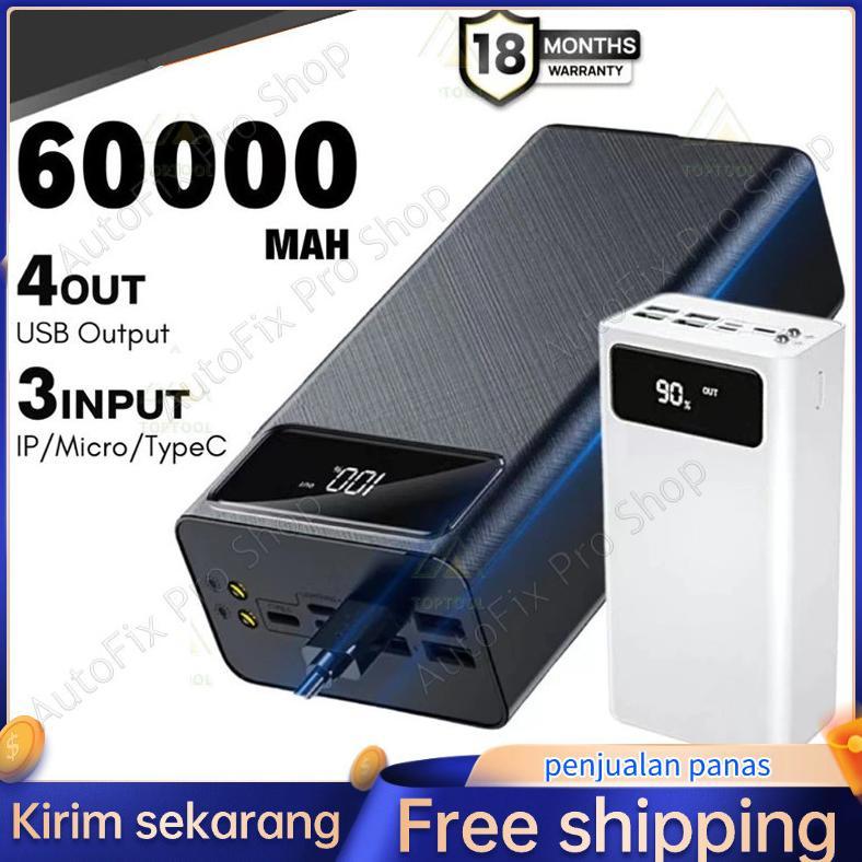 Best Sale 60000Mah Powerbank Fast Charging Full Capacity 4 Usb Charge Ports Pd Fast Charging Power B