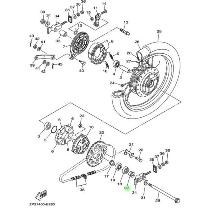 COLLAR WHEEL BOSH RODA BELAKANG KIRI LUAR VEGA R NEW JUPITER MX 135 LAMA OLD YGP 5TP-F5383-00
