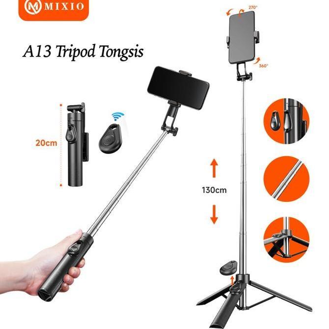 MIXIO A13 130CM Tongsis Bluetooth Selfie Stick Tripod Mini