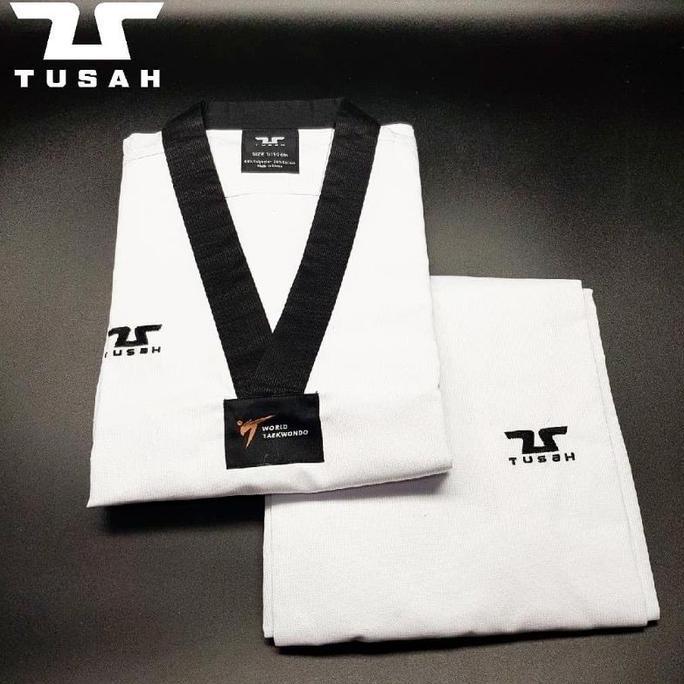 Seragam Taekwondo TUSAH DOBOK Taekwondo black V neck kerah hitam