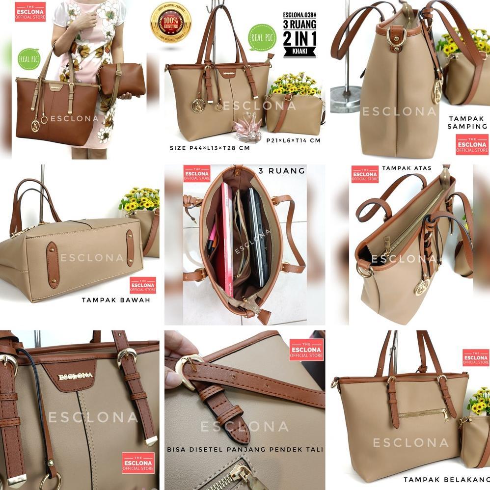 Tas Wanita Tas Selempang Fashion Shoulder Tote Bag Laptop Import Kuliah Kantor Kerja Esclona 038