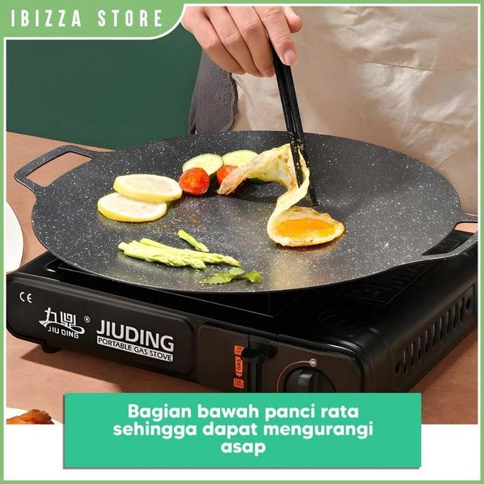 6BANKAVARSHOP - PANGGANGAN KOREA GRILL PAN BULAT DATAR BBQ /WAJAN BULAT ANTI LENGKET 28 30 32 34CM A