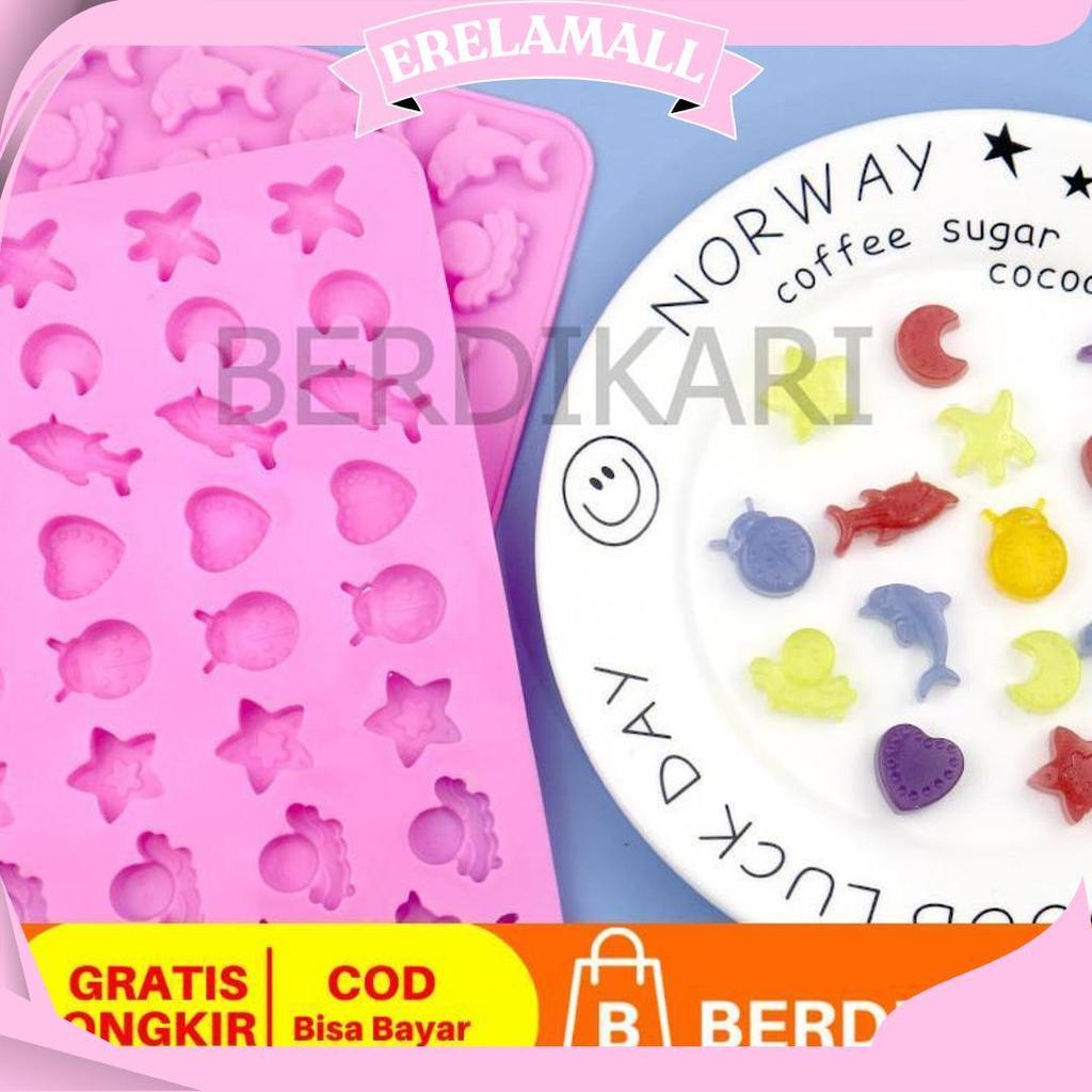 Berdikari Isi 32 Cetakan Puding Kue Coklat Gummy Jelly Permen Yupi Agar Nugget Fondant Silikon Motif