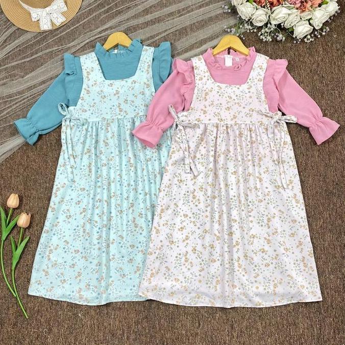 NEW 4-8TH GAMIS LEBARAN ANAK PEREMPUAN GAMIS ZANIA 2IN1 OUTER ORI