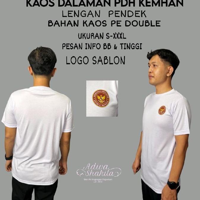 ADIVA--- KAOS DALAMAN PDL  KEMHAN  LENGAN  PENDEK  LOGO SABLON  BAHAN KAOS PE DOUBLE
