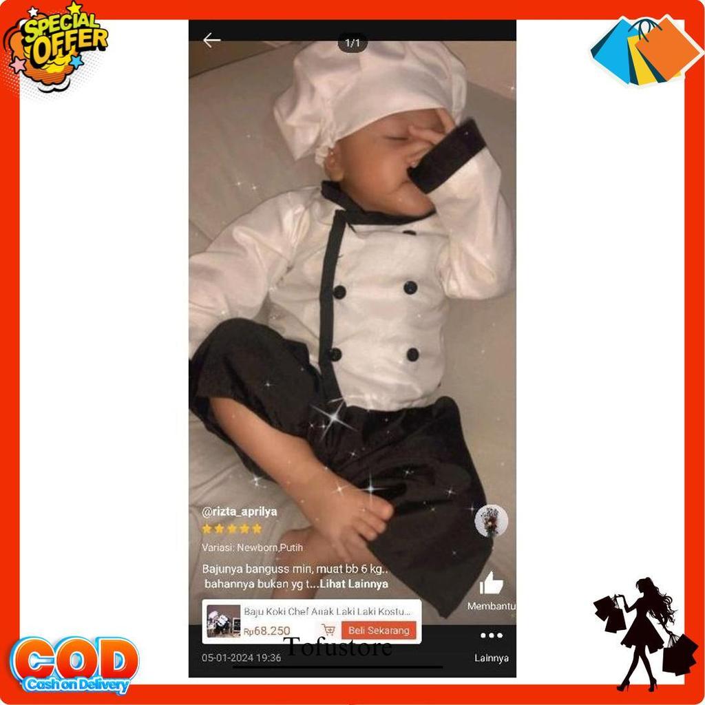 Baju Koki Chef Anak Laki Laki Kostum Foto Bayi Newborn Photoshoot Kualitas Terpercaya
