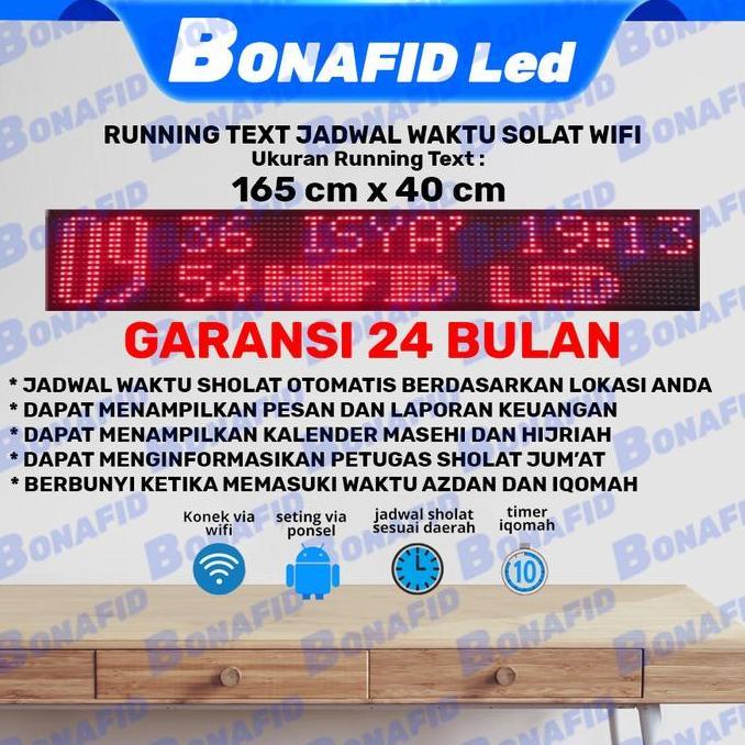 NEW Jadwal sholat running text 165cm x 40cm WIFI abadi