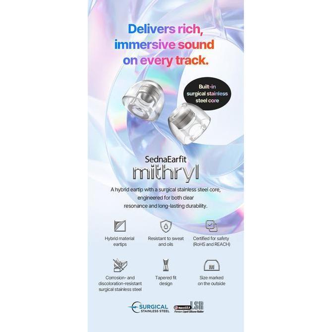 Grosir Azla Sednaearfit Mithryl | Premium Lsr + Surgical Stainless Steel Silicone Eartips