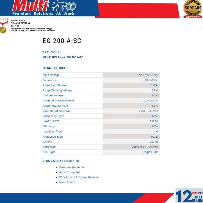 Sale Mesin Las Listik Inverter Multipro Eg 200 A Las Inverter Eg200A
