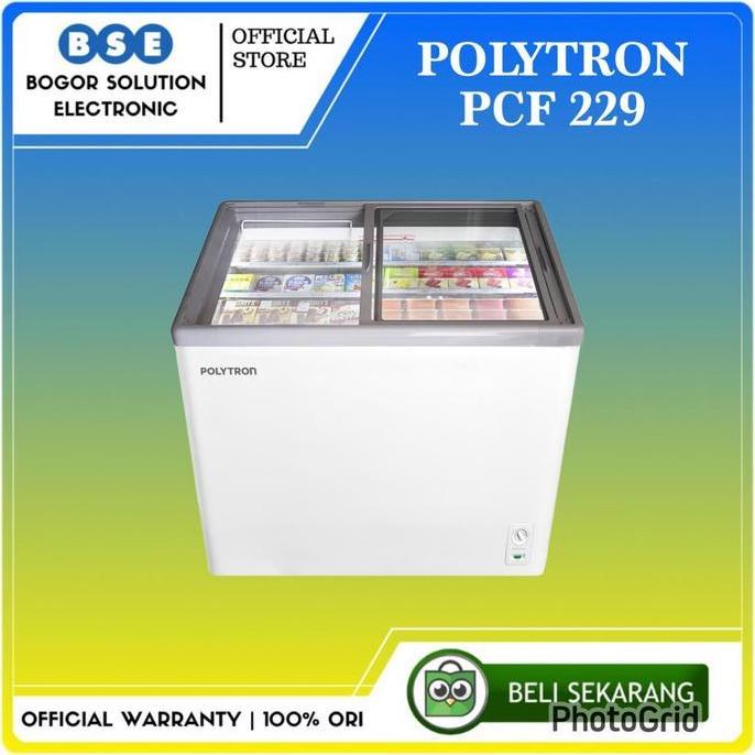 Freezer Polytron PCF229 Freezer Polytron 200 Liter PCF 229 Chest Freezer Sliding Glass PCF229