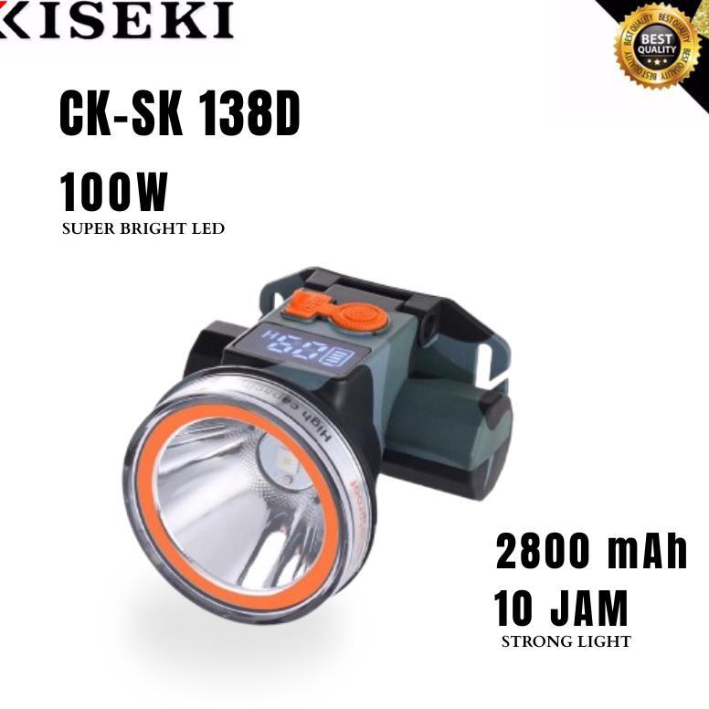 Kiseki Senter Kepala CK-SK 138D Senter Kepala Cahaya Putih 100Watt Kapasitas Baterai 2800mAH 10 Jam 