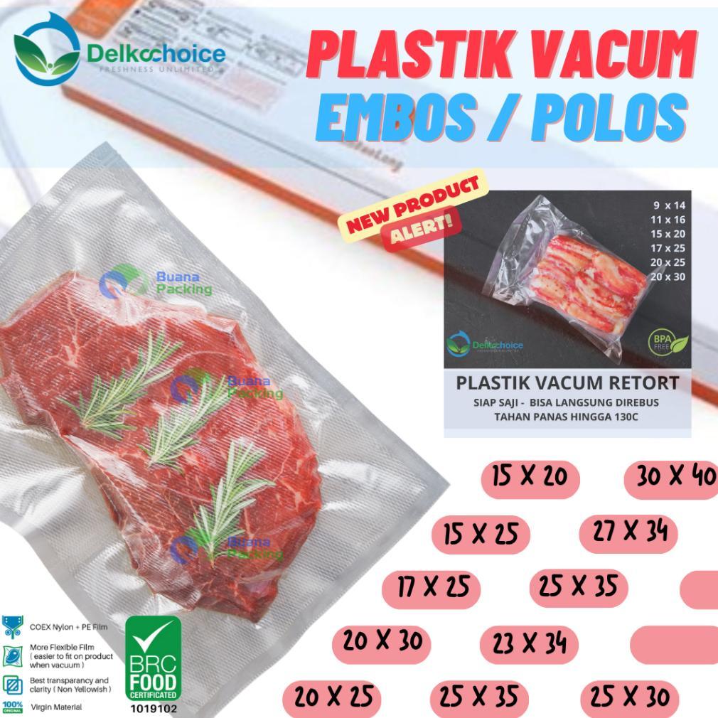 cuci gudang delkochoice plastik vacum / vakum makanan delkochoice polos | embossed