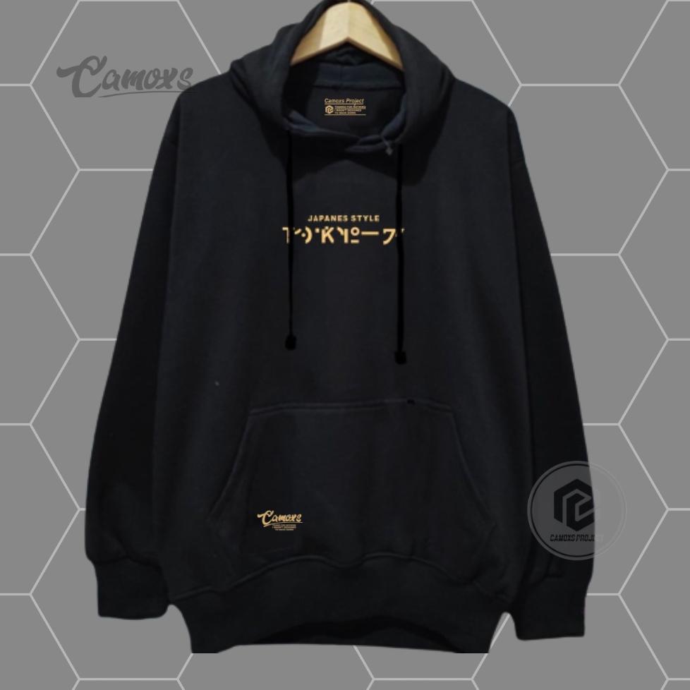 Termurah Hudie Pria Oversize Hitam List Tokyo Japanes Hoodie Cowok Cewek Distro Original Camoxs Bran