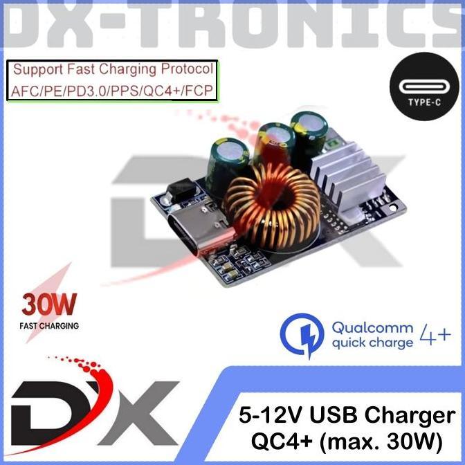 Charger Module Fast Charging USB Type C 5V 9V 12V 30W Qualcomm Quick Charge 4 Plus 4+ PCB Modul Cas 