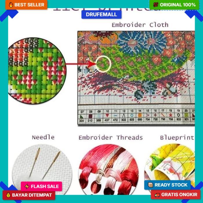 Muslim Calligraphy Cross Stitch Kit, Cross Stitch Pattern Kaligrafi, Islamic, Kaligrafi Motif Ka'Bah
