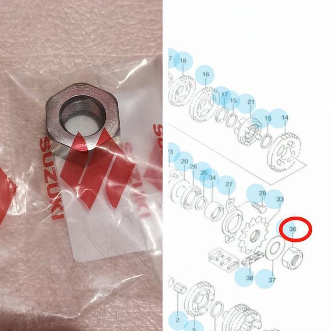 MUR NUT PENGUNCI GEAR DEPAN SUZUKI THUNDER 125 SGP RESTOCK