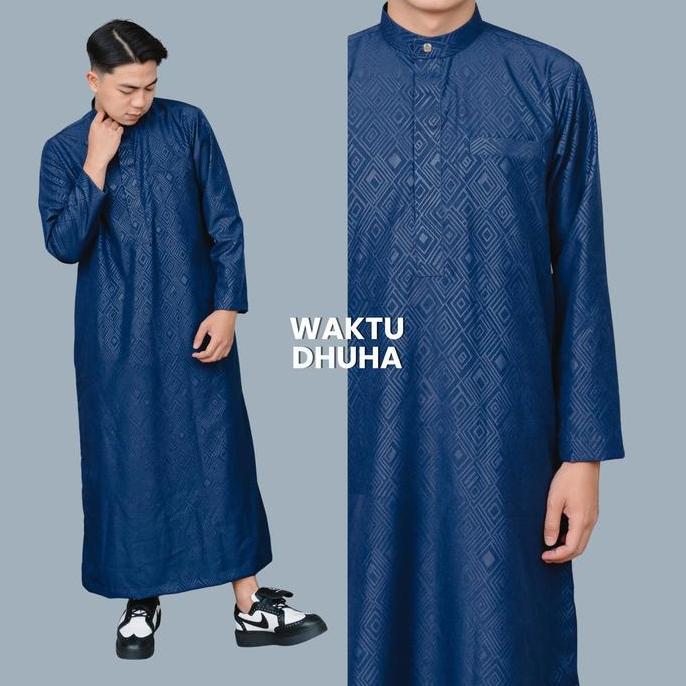 Waktu Dhuha - Gamis Jubah Pria Lengan Panjang Bahan Cotton Embosse Motif Diamond