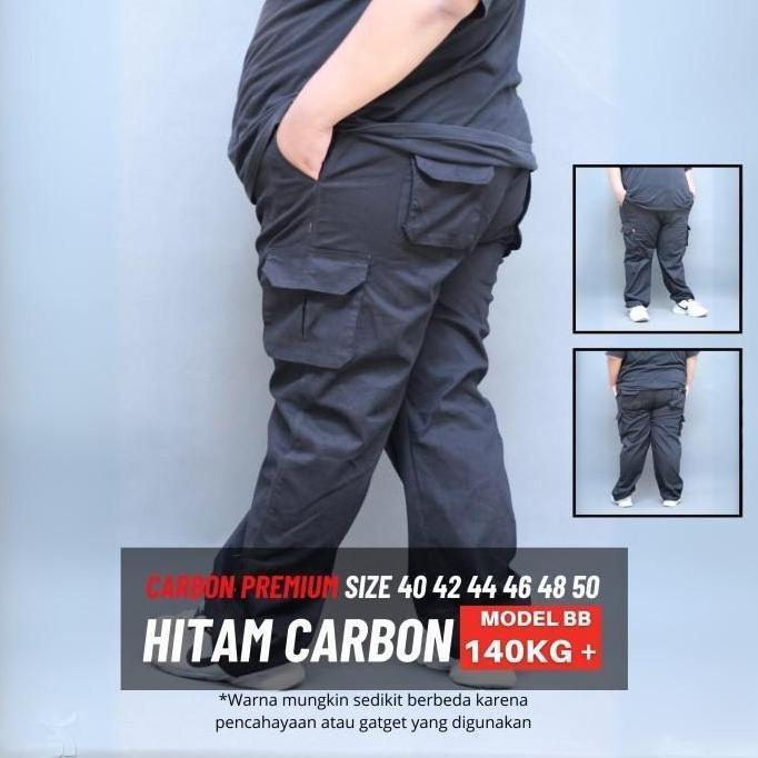 Icw Celana Panjang Cargo Carbon Premium Jumbo Hitam Lp 110 120 130 140