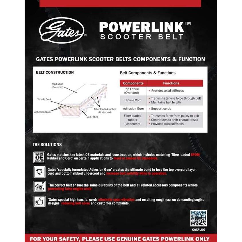 VAN BELT GATES V BELT V-BELT VBELT GATES POWERLINK HONDA PCX CBU 150 THAILAND 23100-KZY-701 ASLI ORI
