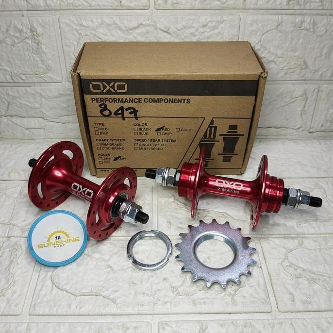 Hub Fixie BMX 32H OXO HB847 Alloy Bearing Drat Kanan Kiri Untuk Freewheel Single 1 Speed Sudah Inclu