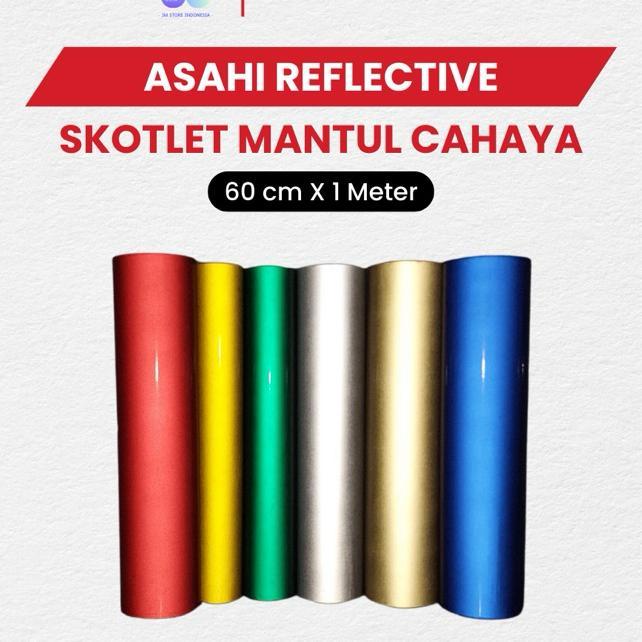 Asahi Skotlet Reflektif 1 Meter Stiker Reflektor Nyala Kena Cahaya Lebar 60 Cm
