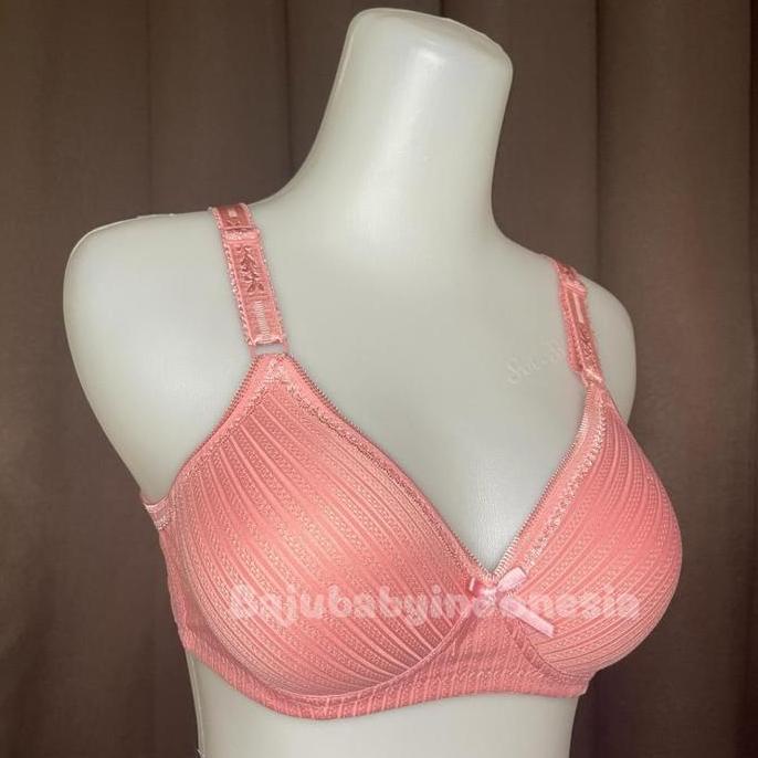 BBI BH pakaian dalem motif garis renda pita bra wanita jumbo push up remaja big size sexy tanpa kawa