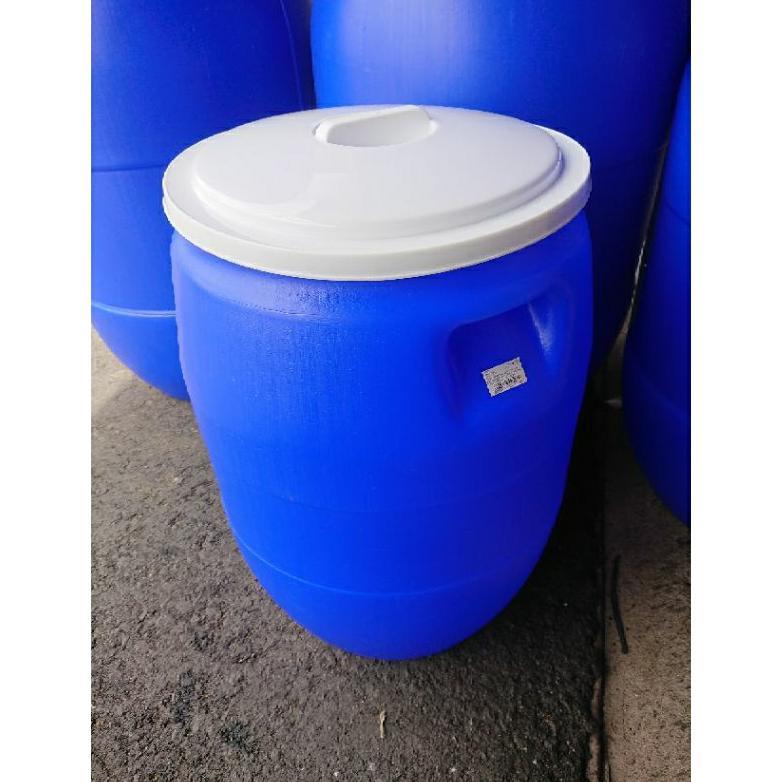 Tong Air Biru 60L + Tutup Drum Tempat Penampungan Air 60 Liter