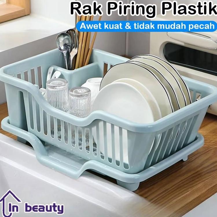 Rak Cuci Piring Westafel Rak Pengering Piring Plastik Minimalis Keranjang Piring Dengan Tirisan Air 
