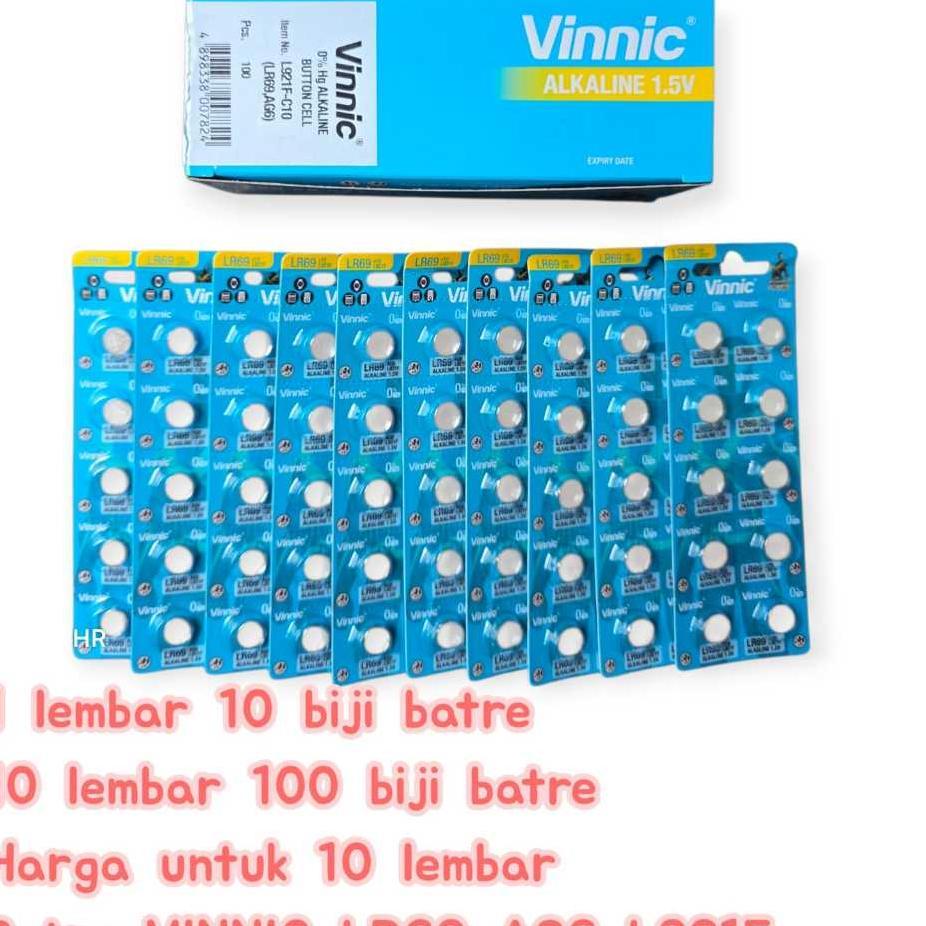 ( Paket Hemat 10 Lembar 100 Pcs ) Baterai Jam Tangan Vinnic L 921 F Lr 69 Ag 6 Battery Original